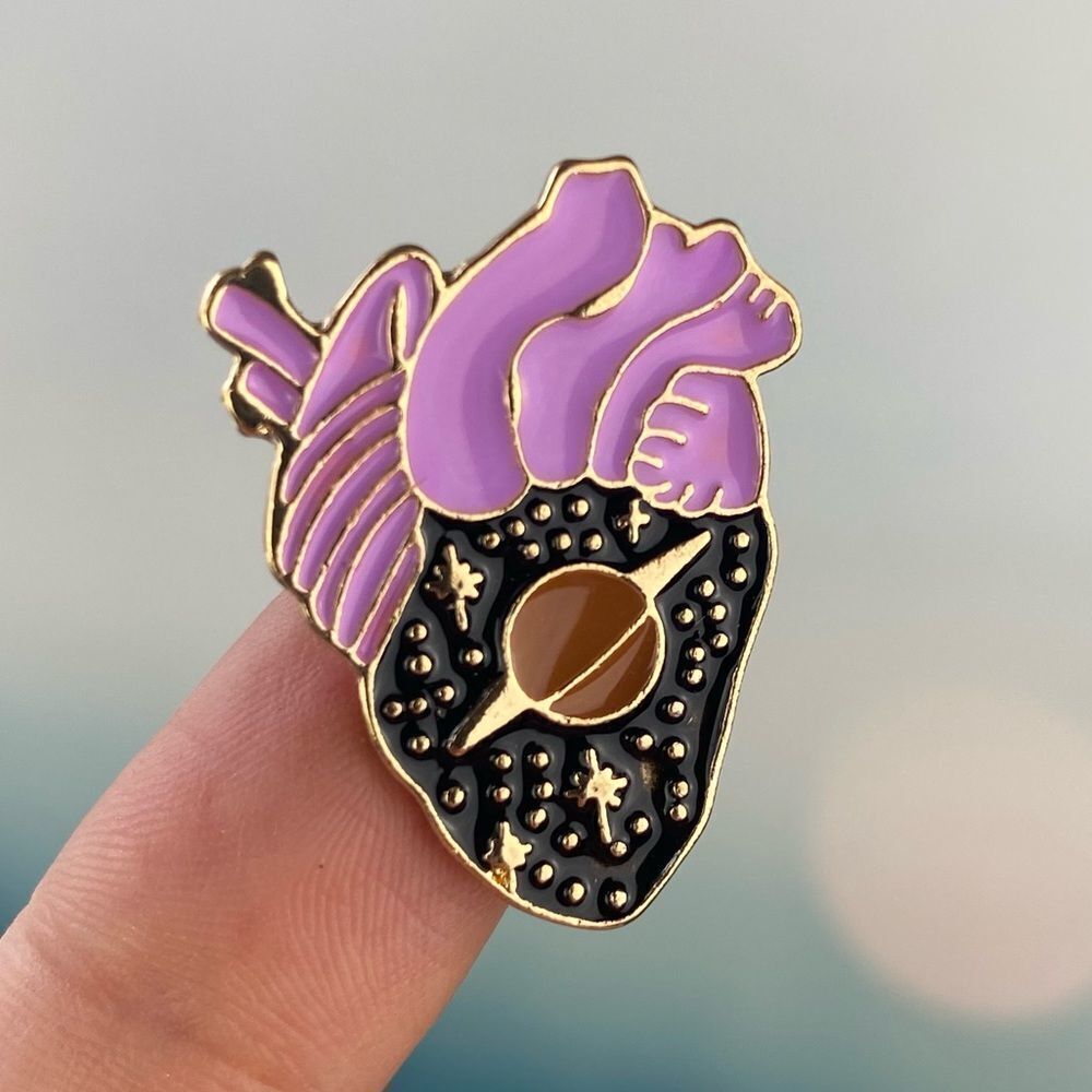 Saturn Cosmic Heart Enamel Pin/ Brooch Lapel